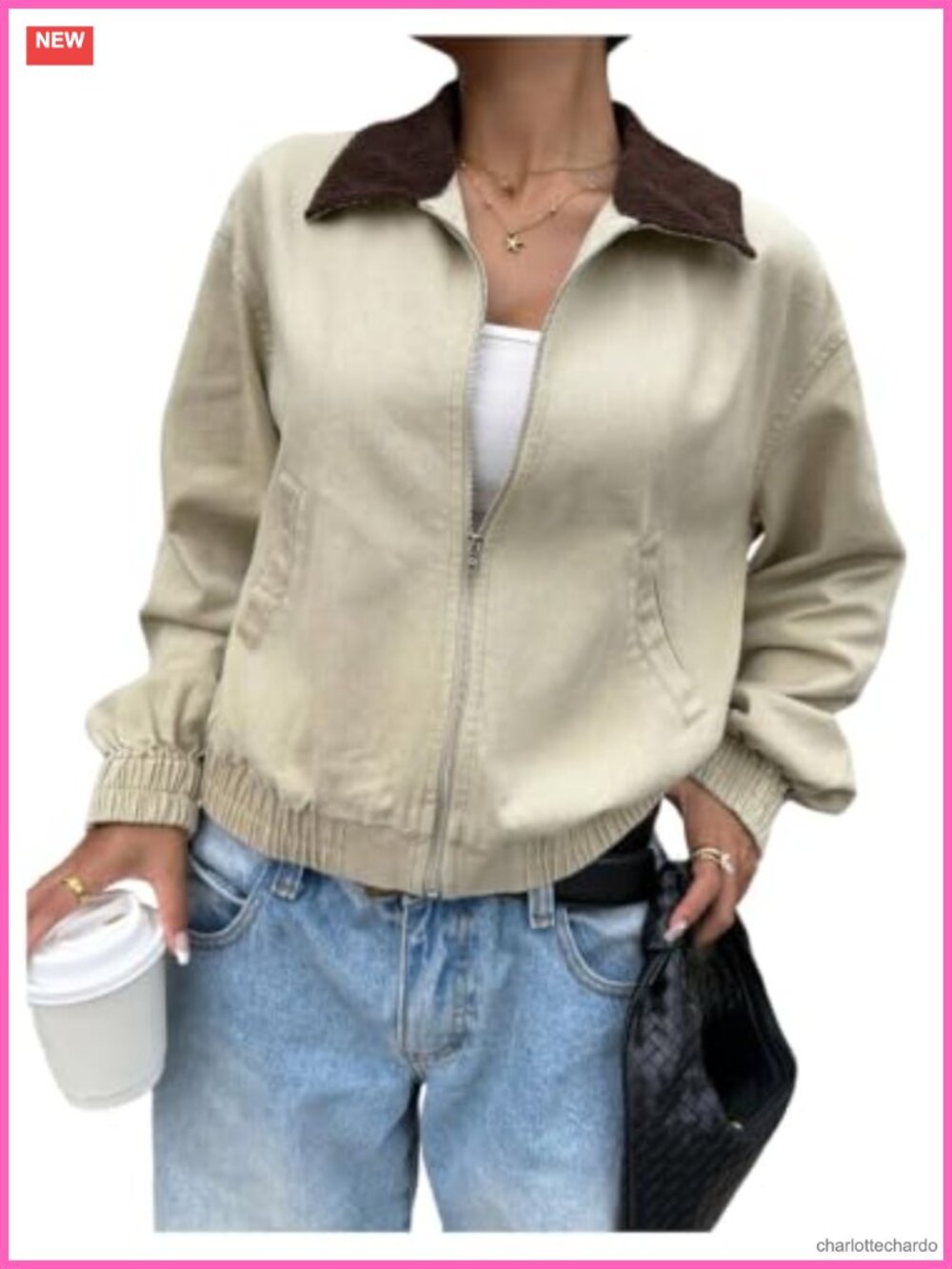 SOLY HUX Women's Zip Up Bomber Jacket Cropped Loose Fit Fall Casual